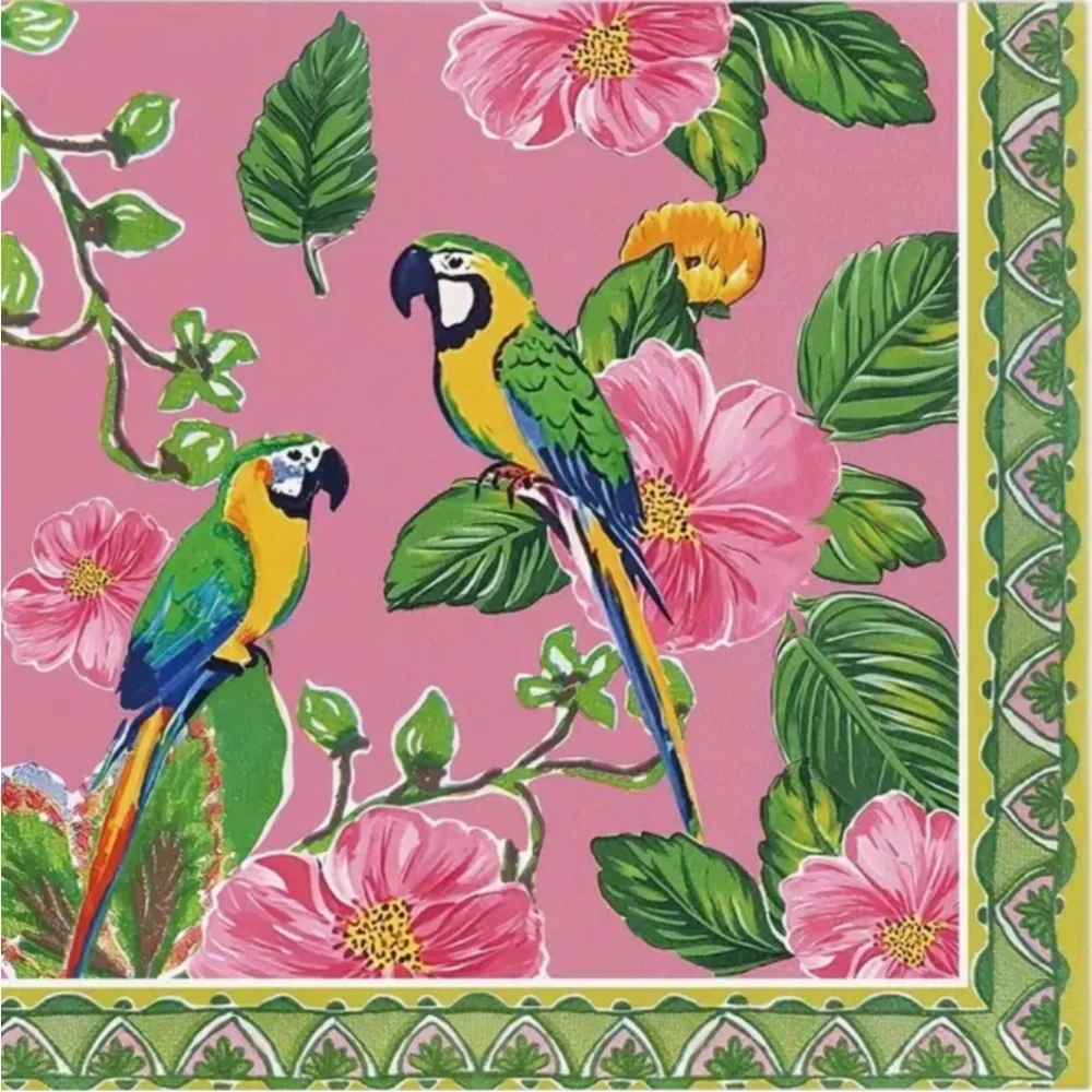 Tropical Macaw Parrots 3-ply Luncheon Paper Napkins, 20 ct